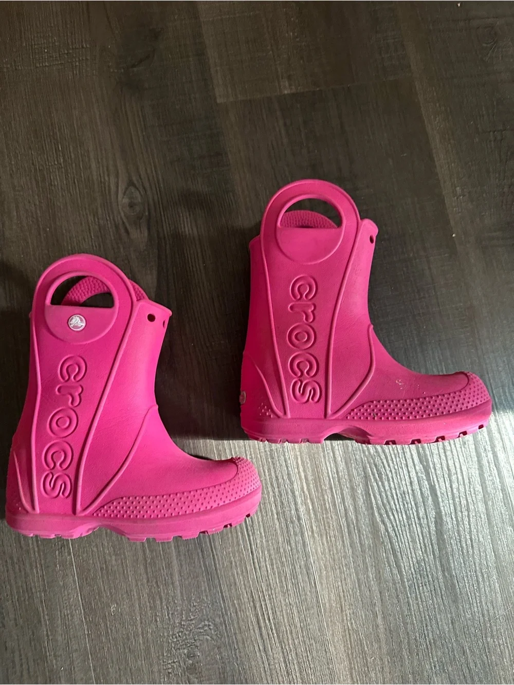 CROCS Kids Bright Pink Pull-On Rain Boots